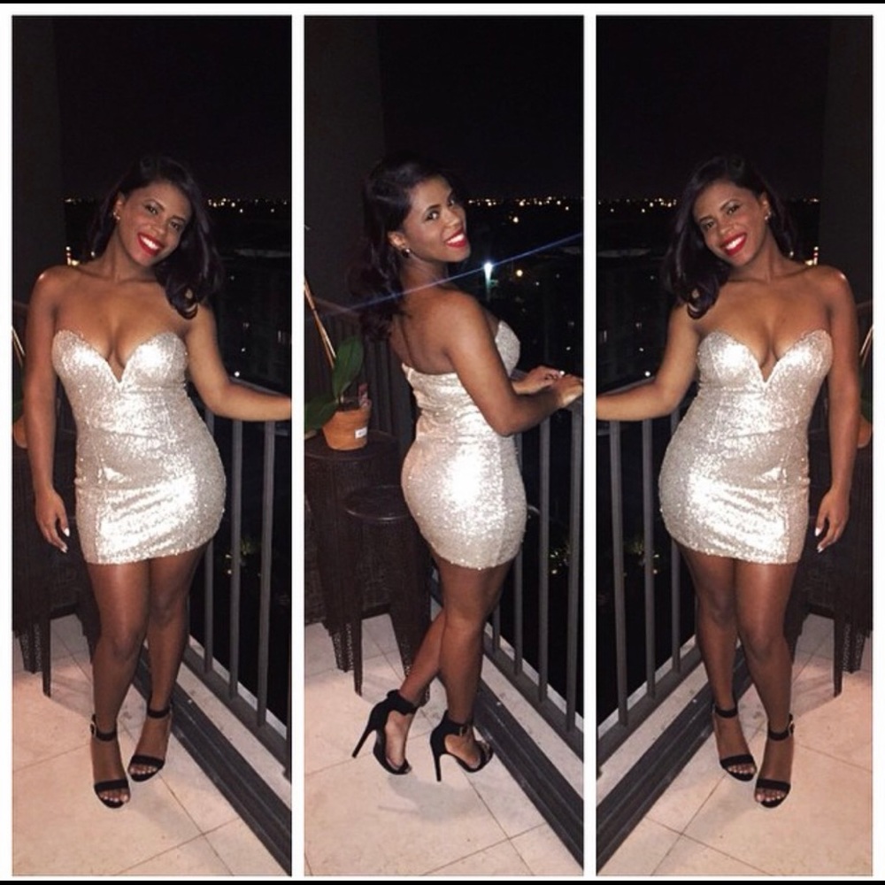 Gold Sequin Midi Party Dress